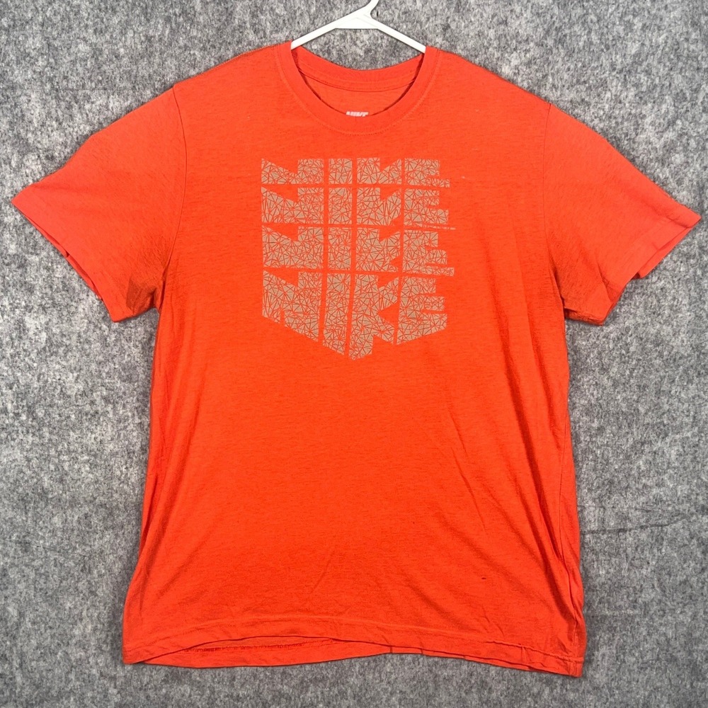 Nike‎ Men's Slim Fit Graphic T-Shirt Orange Geometric Logo XL